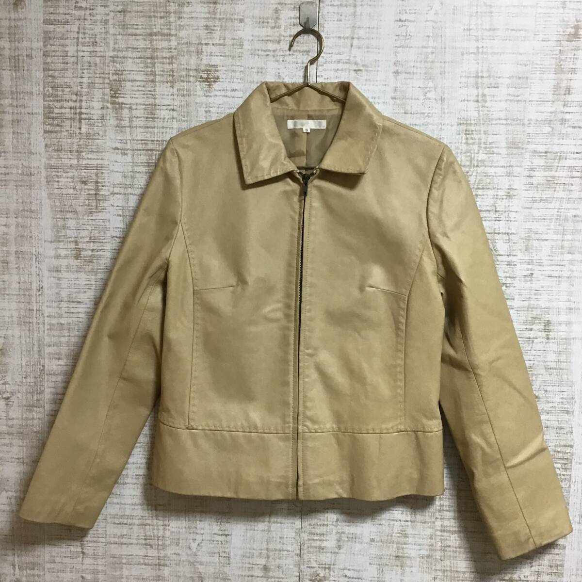 A444◇ketty|ケティ 革ジャケット ベージュ サイズL拍卖