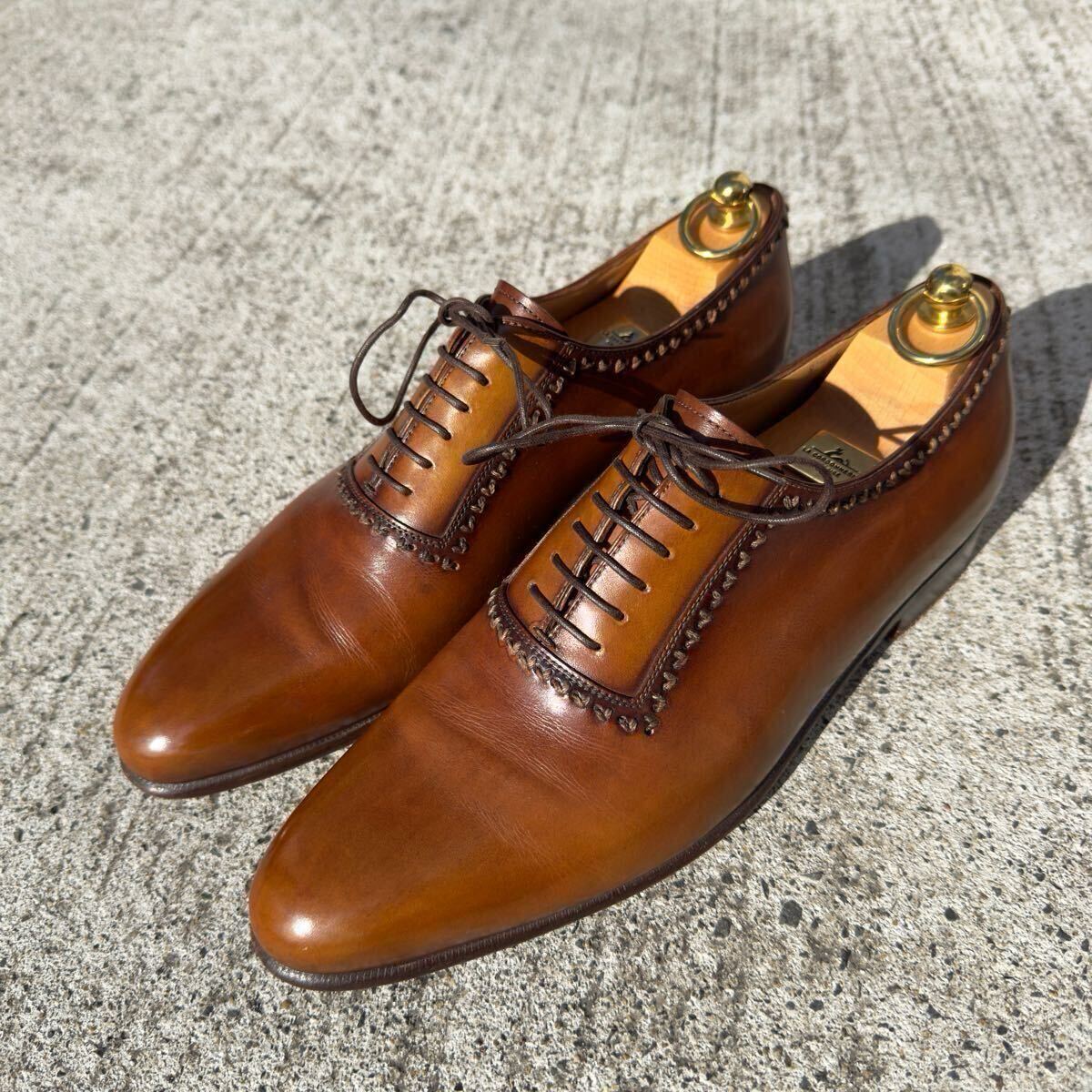 名作 55万円 ベルルッティ フィルダリアーヌ パティーヌレザーステッチシューズ 8 革靴 マダムオルガ期 ブラウン アレッサンドロ 限定 拍卖