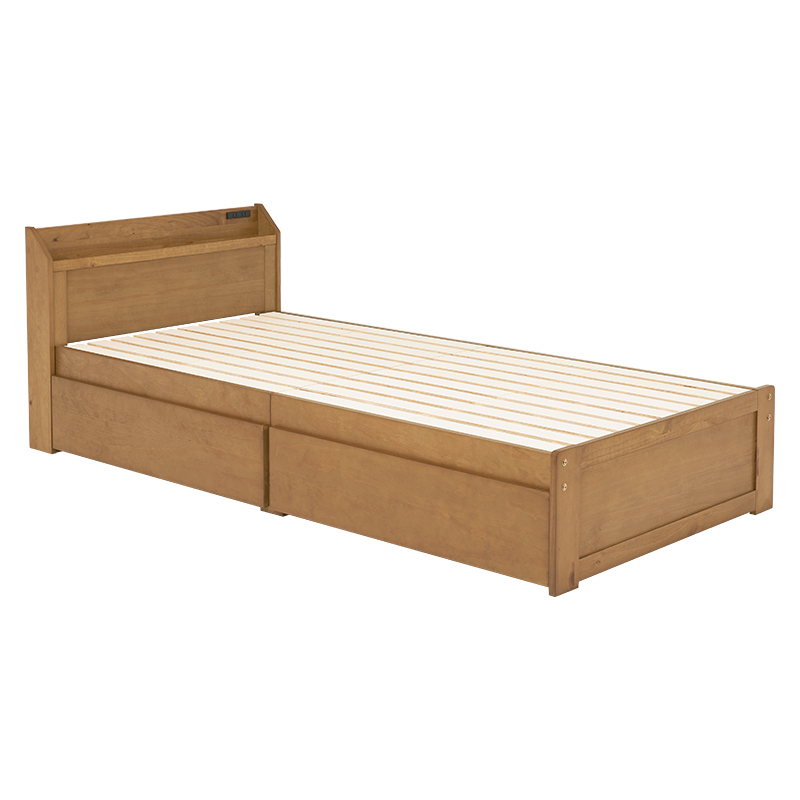 未定 引出し付シングルベッド MB-5163S-LBR ライトブラウン拍卖