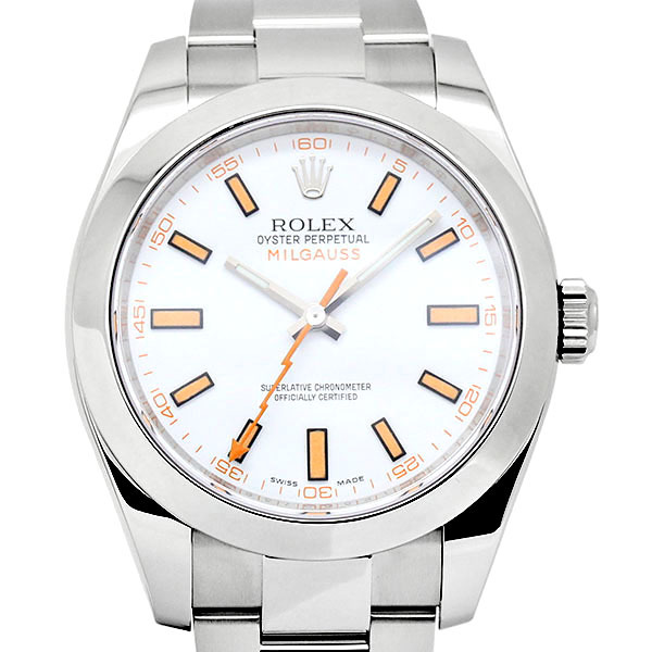 美品 ロレックス ROLEX ミルガウス 116400 ホワイト文字盤 SS メンズ腕時計 自動巻き トロピカルマンゴー 生産終了 ブランド拍卖