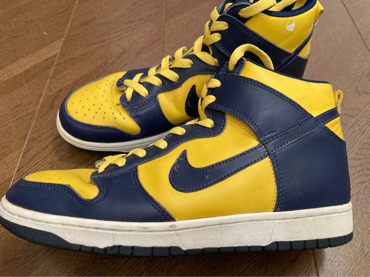 ナイキ ダンク ハイ ミシガン 1999年 630335 471●NIKE DUNK HIGH LE Michigan 1999 新品 未使用 27cm デッドストック ヴィンテージ拍卖