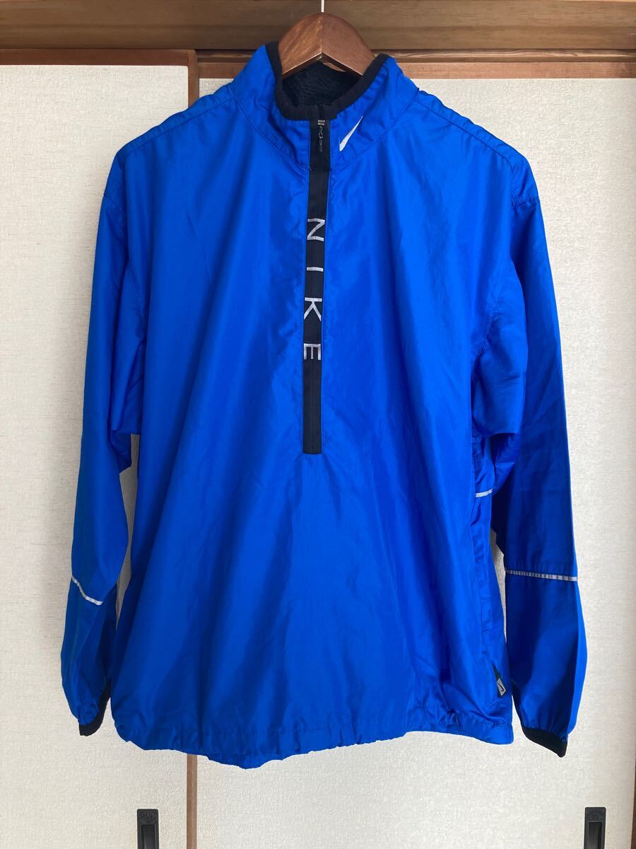NIKE ナイキ プルオーバー ナイロンジャケット L 90年代 2000年代 ヴィンテージ レア 刺繍ロゴ ブルー ランニング スポーツ拍卖