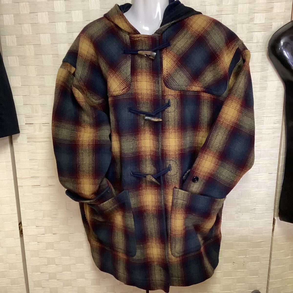 ベネトン レディースダッフルコート チェック サイズ42 日本Mサイズ(さ99)拍卖