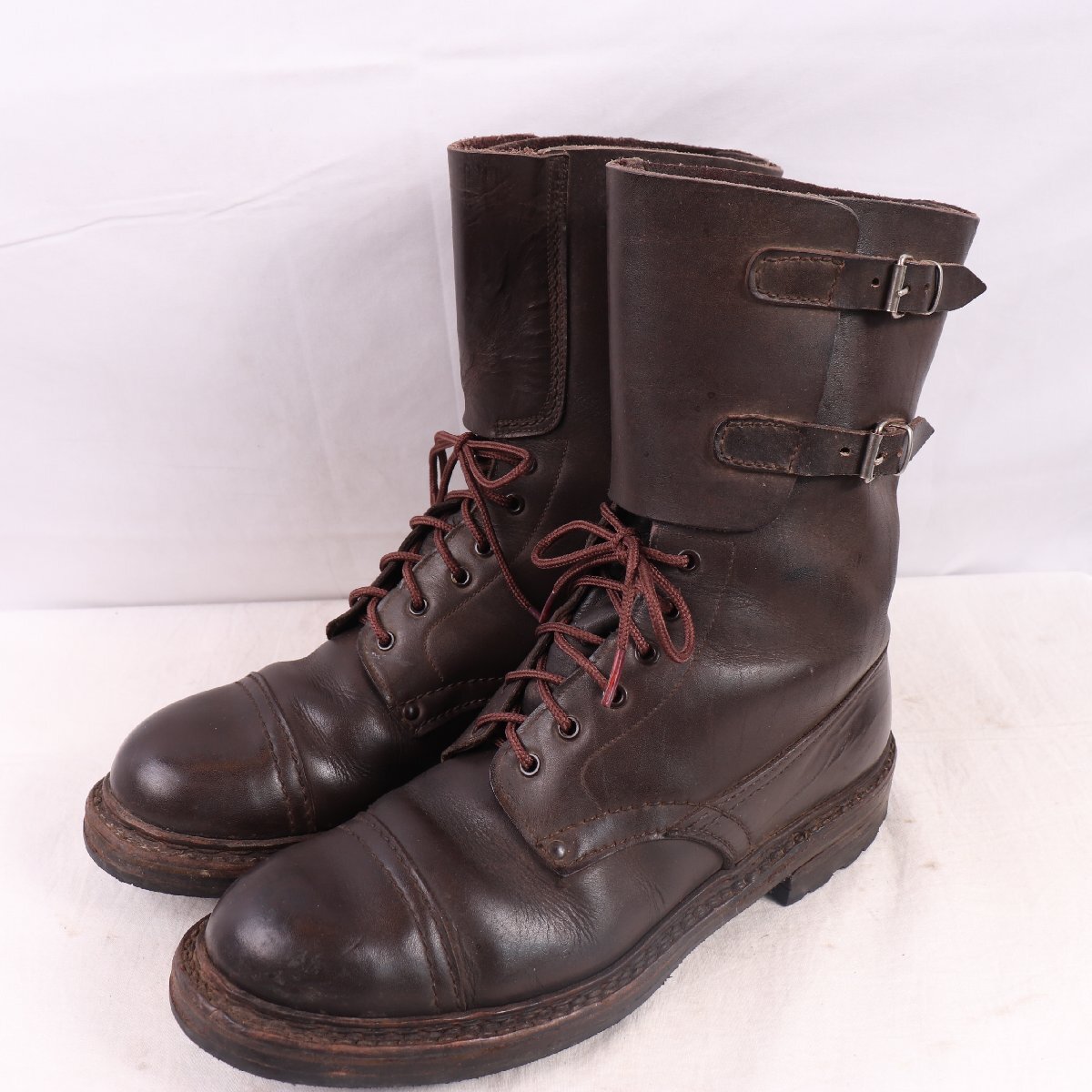 60s ダブルストラップ ブーツ 45 / 28.5cm-29.0cm 位 イタリア製 レザー イタリアン アーミー ミリタリー ヴィンテージ 中古 eb1514拍卖