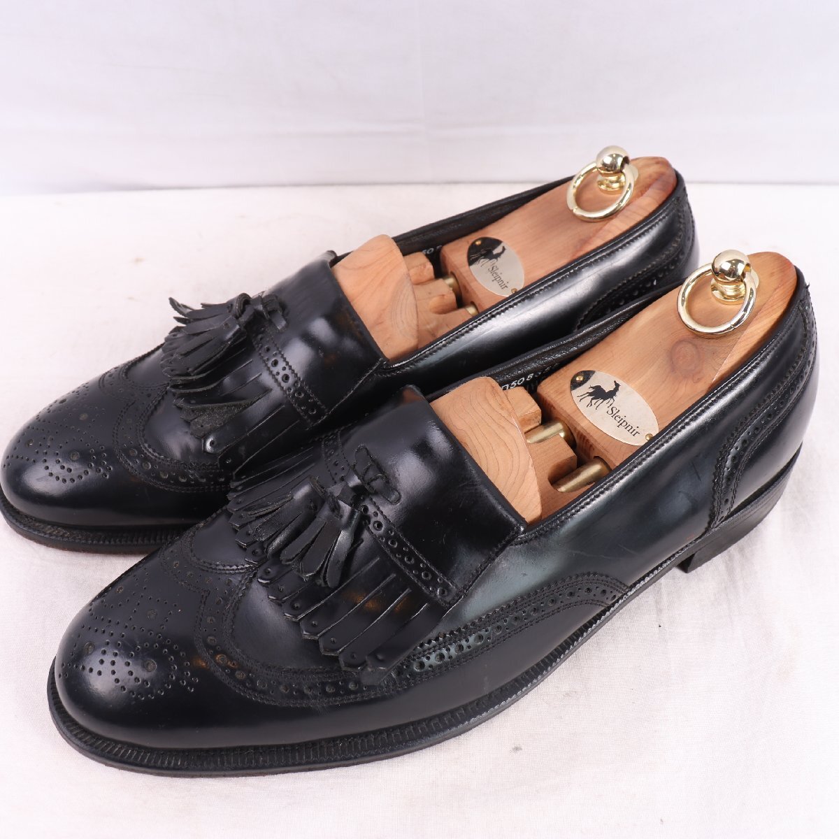 90's フローシャイム 11 D / ~29.0cm 位 ウィングチップ キルトタッセルローファー 黒 メンズ 90年代 Florsheim 革靴 古着 中古 ds4856拍卖