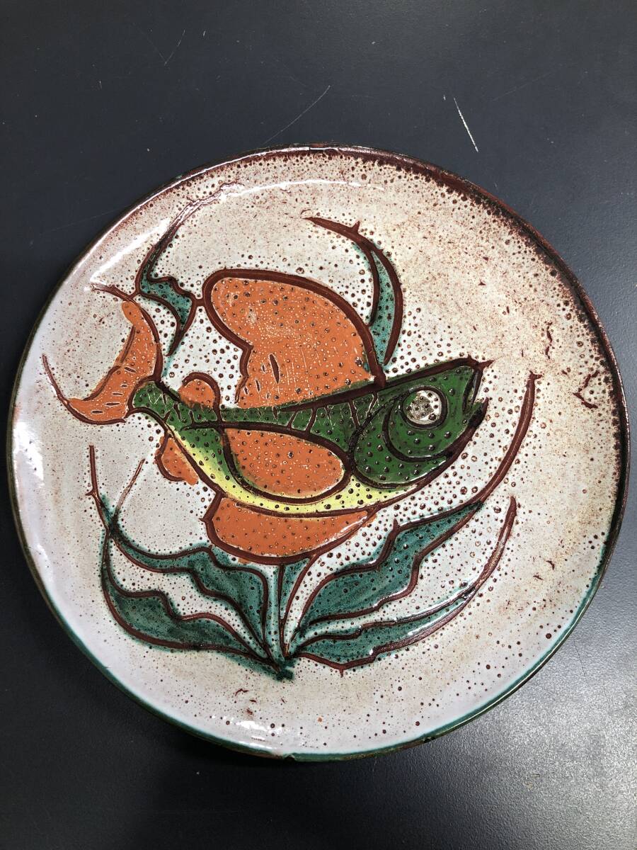 HB2313 海外製? 魚 皿 プレート 飾り皿 Decor main? DE? サイン有拍卖