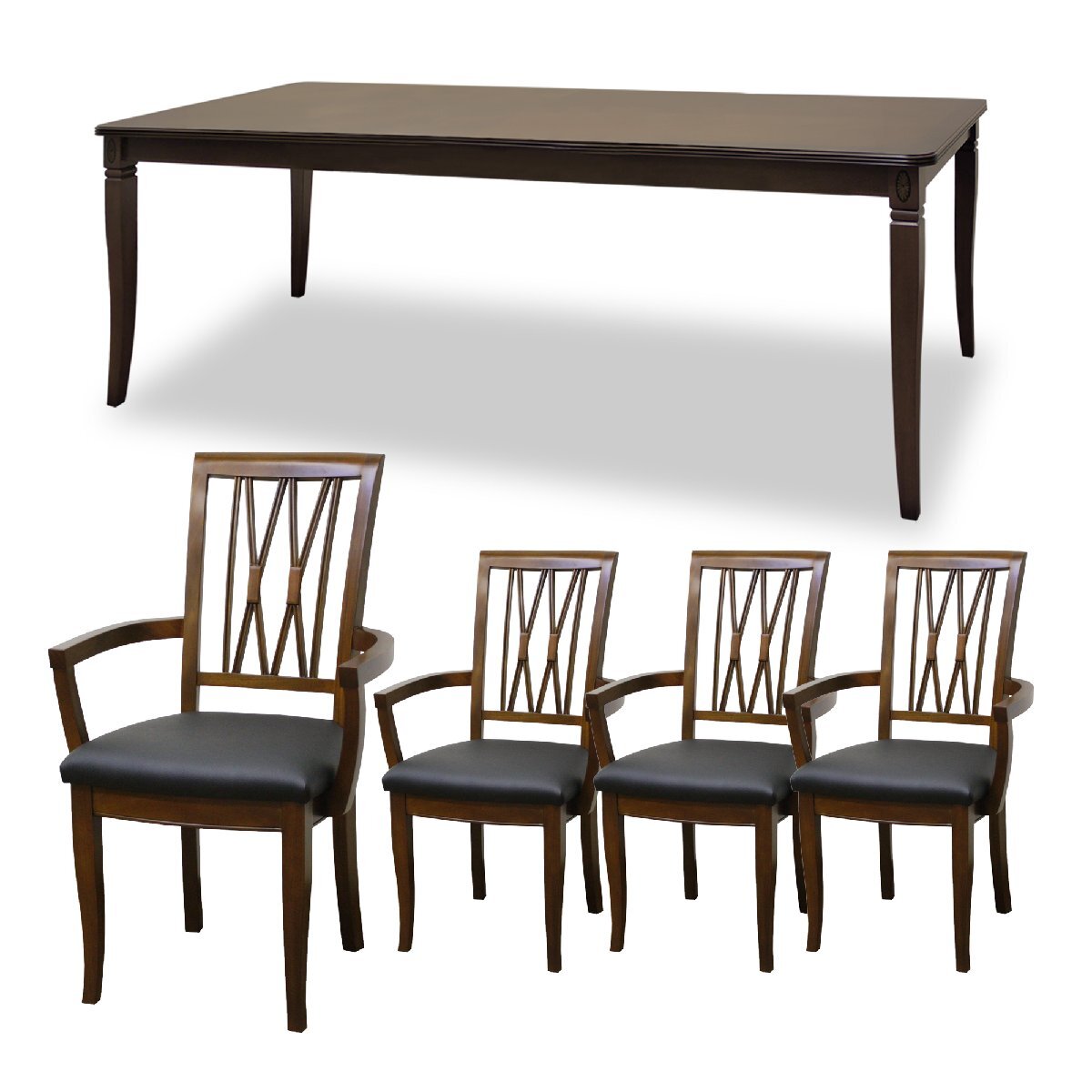 TOKAI KAGU/東海家具工業 VENEZIA ベネチア DT180-85 ダイニング5点セット(アームチェアH BK4) 数量限定特価 設置込拍卖