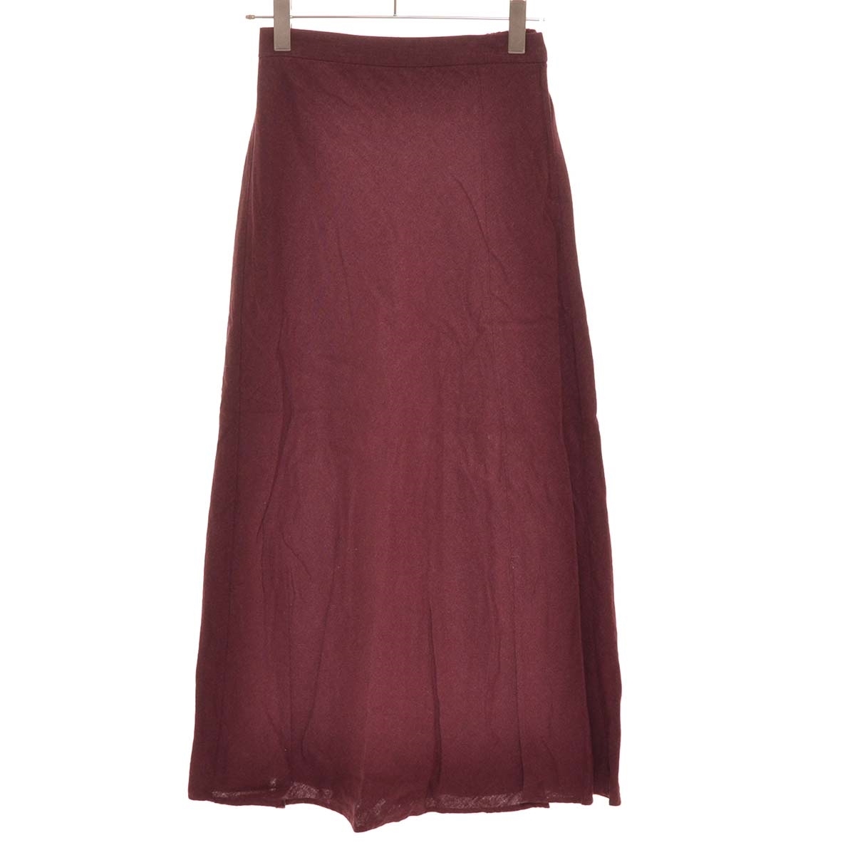 □499972 未使用品 LOWRYS FARM ローリーズファーム ◯アサコンスリットフレアスカート ロング サイズL リネン 22ss レディース ワイン拍卖