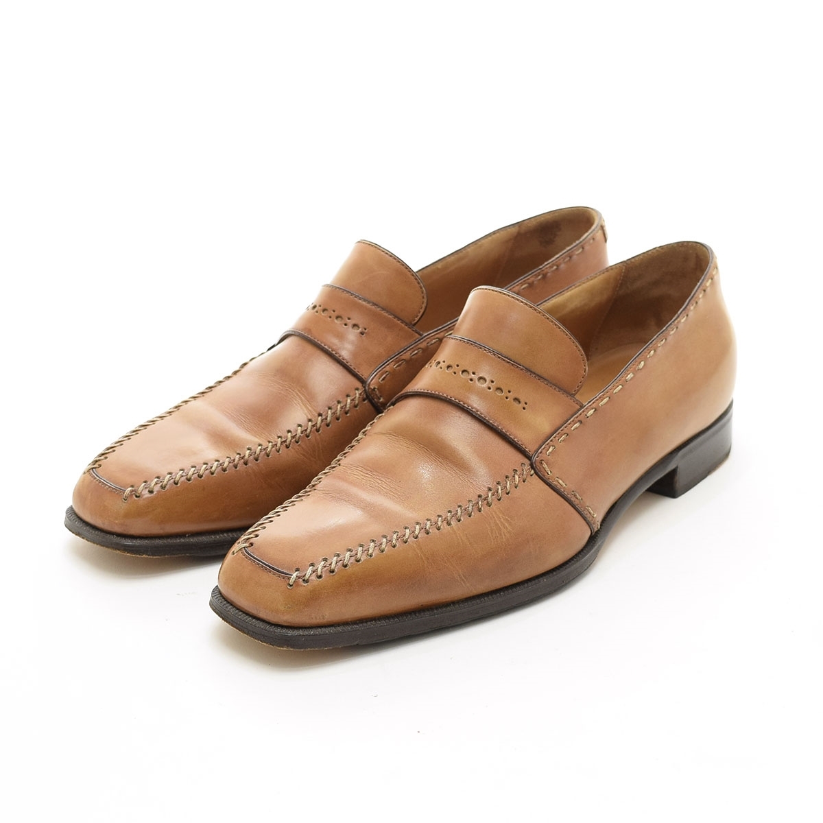 ●524344 Berluti ベルルッティ ●ローファー レザーシューズ 革靴 A708 サイズ9/27.0cm メンズ ライトブラウン拍卖