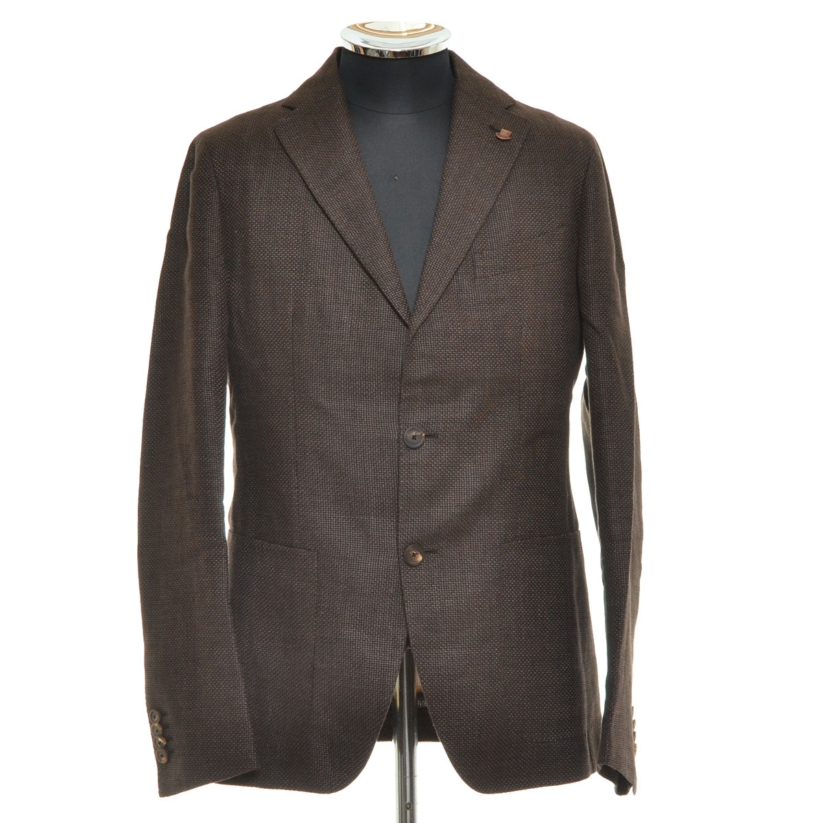 ●523863 TAGLIATORE タリアトーレ ●アンコンジャケット テーラード ジレベスト 2P セット サイズ46/48 ウールリネン メンズ ブラウン拍卖