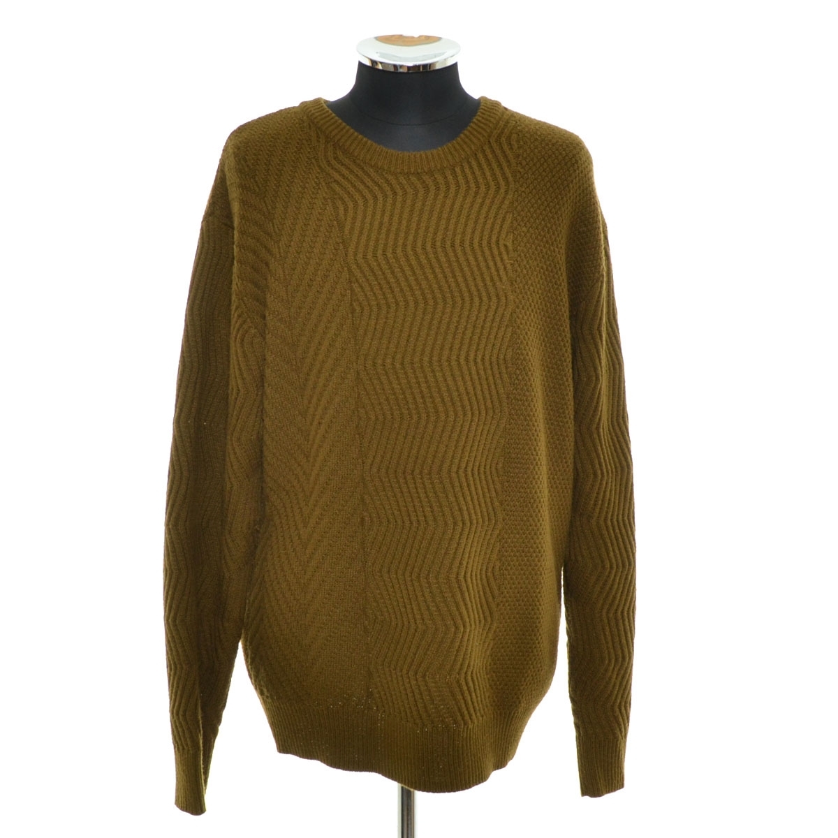 〇501450 TIMELY WARNING タイムリーワーニング ○クルーニット セーター 長袖 サイズL メンズ グリーン拍卖