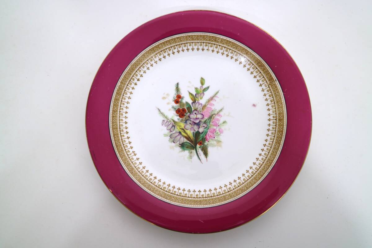 希少 当時物 1877年製 ロイヤルウースター 金彩花文皿 西洋アンティーク 貴重品拍卖