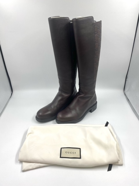 ●F7-6-60 おしゃれ GUCCI グッチ グッチシマ GG ブーツ GGブーツ ロングブーツ 408211 サイズ 36 保管品 匂いなし つま先スレあり拍卖