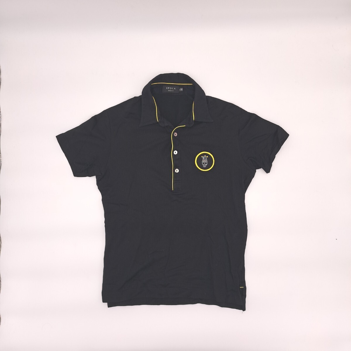 【定価30000円程】EPOCA UOMO 半袖ポロシャツ 46 ブラック メンズ エポカウォモ拍卖