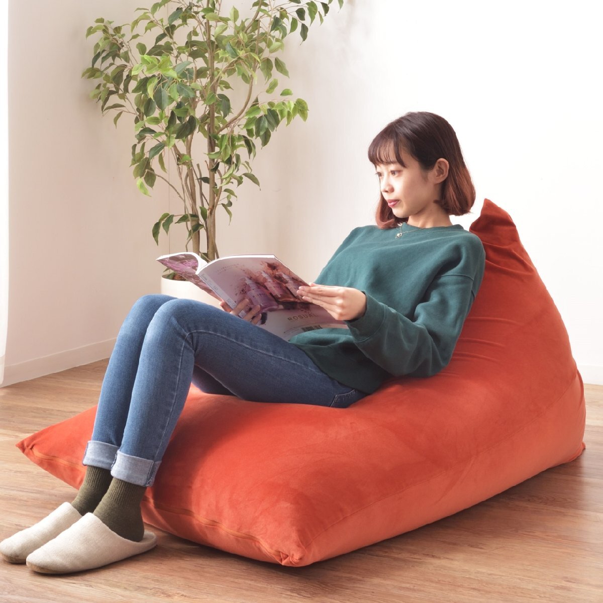 ビーズクッション 大判クッション 奥行110cm 縦長 マイクロビーズ 簡易チェア アウトドア LSS-801OR拍卖