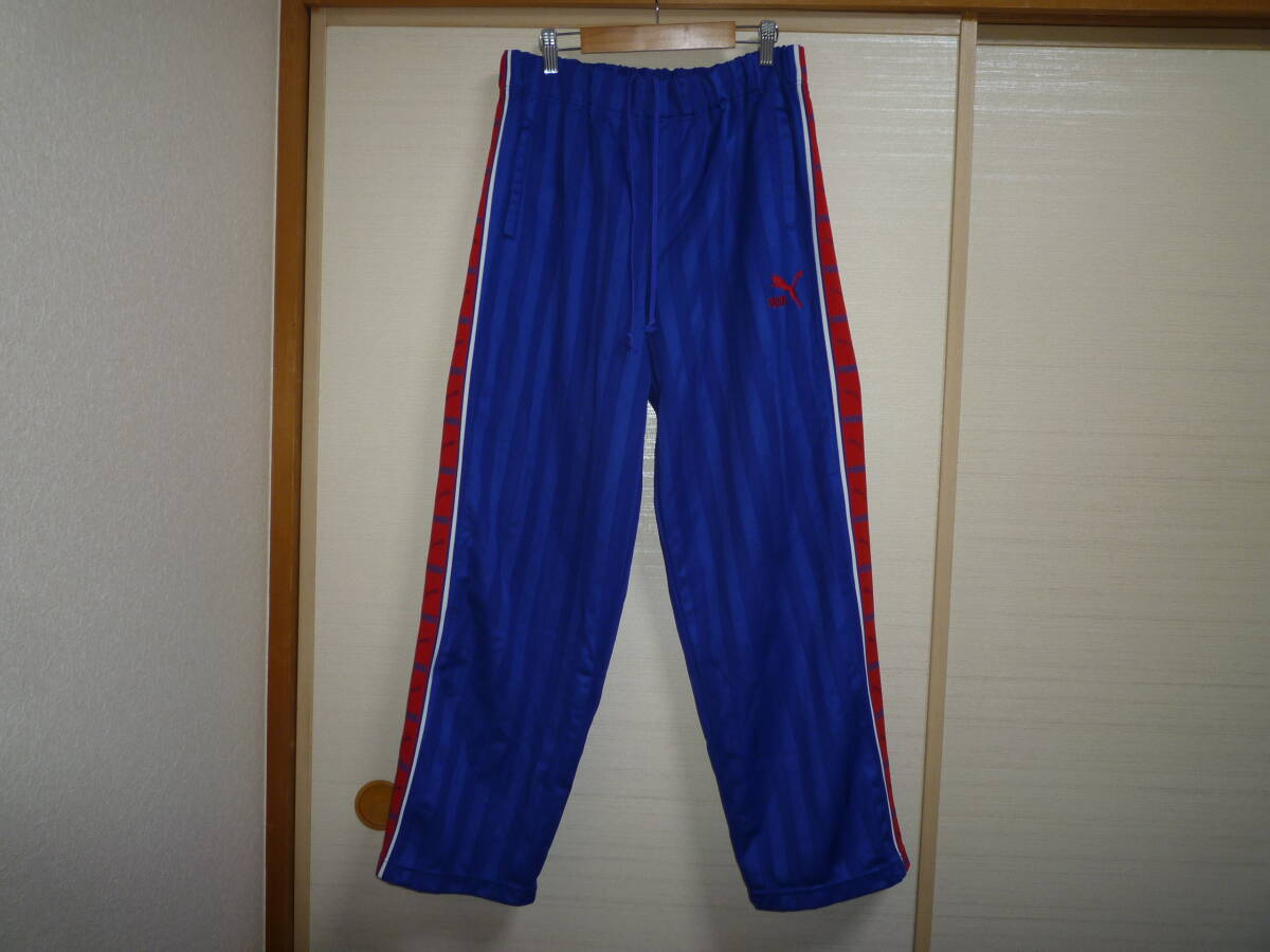 プーマ シャドーストライプジャージパンツ 青×赤 Lサイズ拍卖