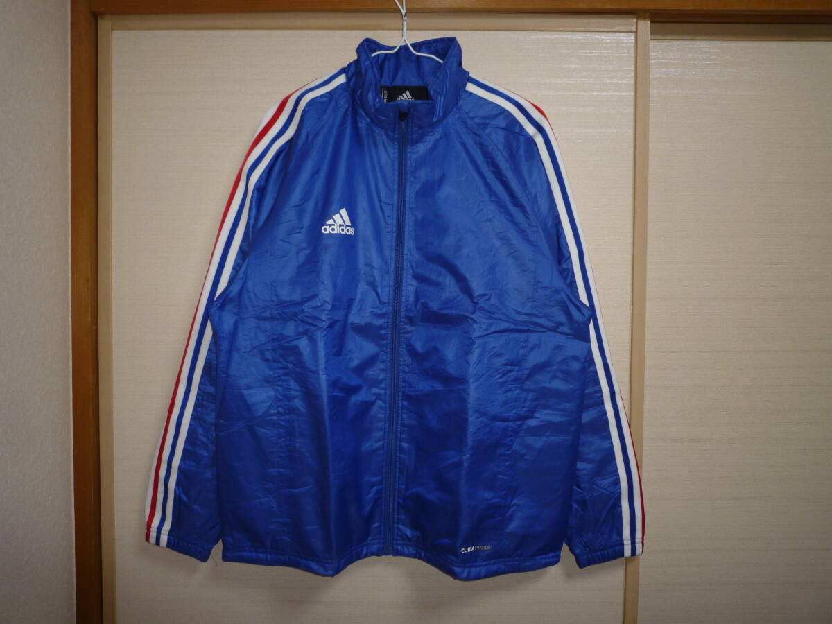アディダス 裏トリコット ナイロンジャケット 青×赤白青ライン Mサイズ トリコロール柄拍卖