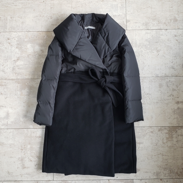 セオリーリュクス ダウン ロングコート 38 日本製 ブラック Theory luxe ロングダウンコート 切替デザイン拍卖