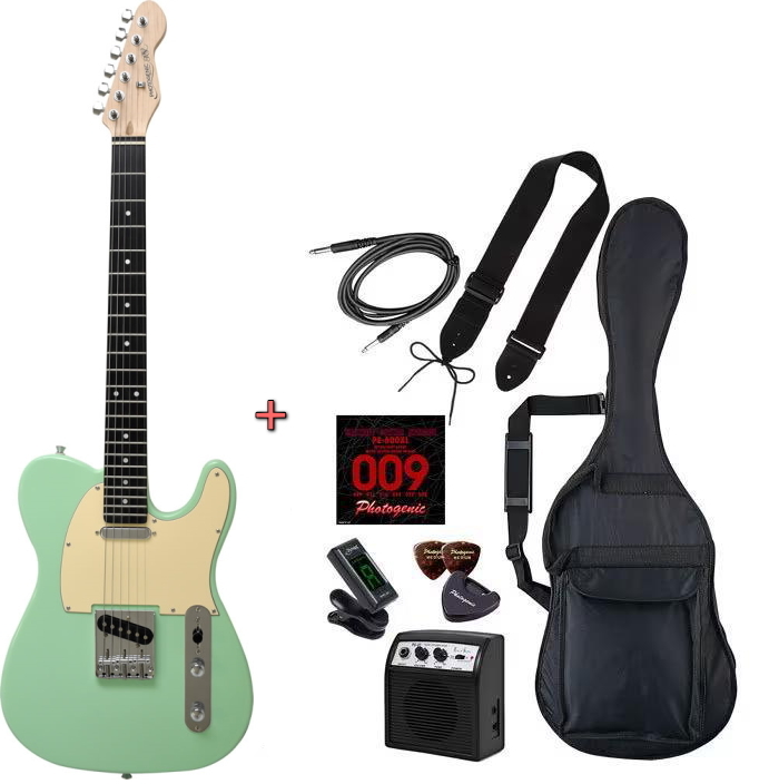 PhotoGenic エレキギター 初心者入門ライトセット テレキャスタータイプ TL-180/SFG(SURF GREEN)拍卖