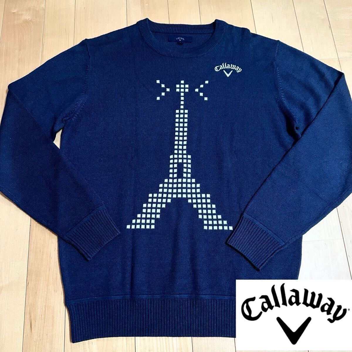 キャロウェイ L★セーター メンズ 美品 刺繍ロゴ 高級ゴルフブランド 拍卖