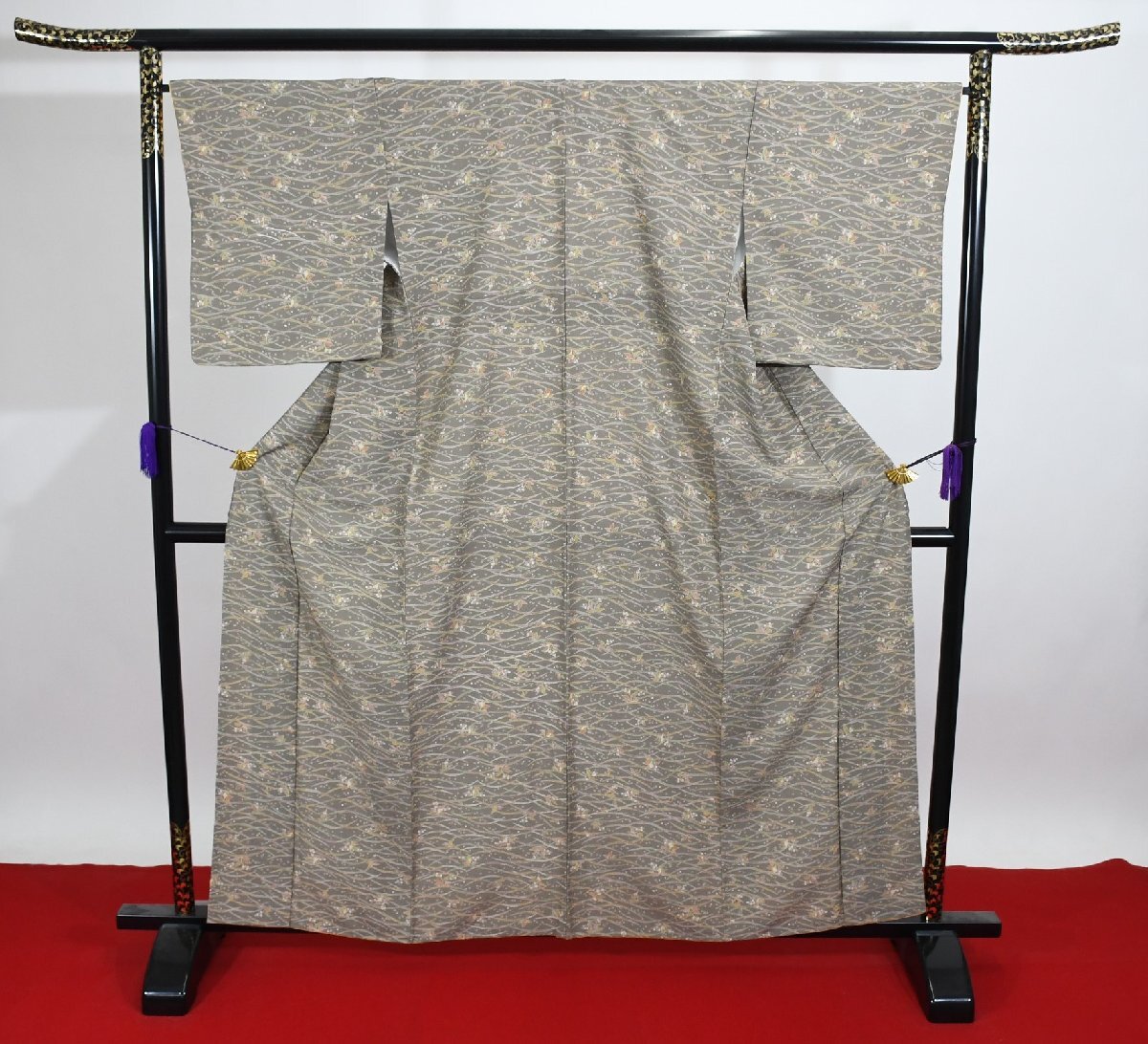 小紋 着物 袷 芝文 花 身丈154cm 裄丈67cm ★ kb-6172 桜庭呉服店拍卖