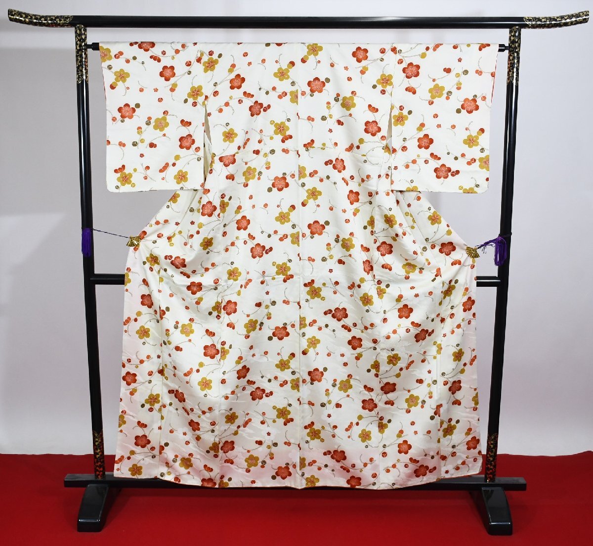 小紋 着物 袷 梅 化繊 身丈153cm 裄丈65cm ★ kb-6366 桜庭呉服店拍卖