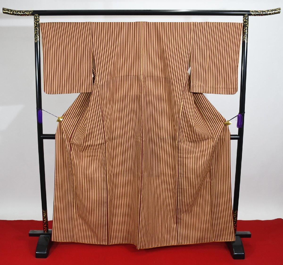 小紋 着物 縞々 身丈156cm 裄丈68cm ★ kb-6293 桜庭呉服店拍卖