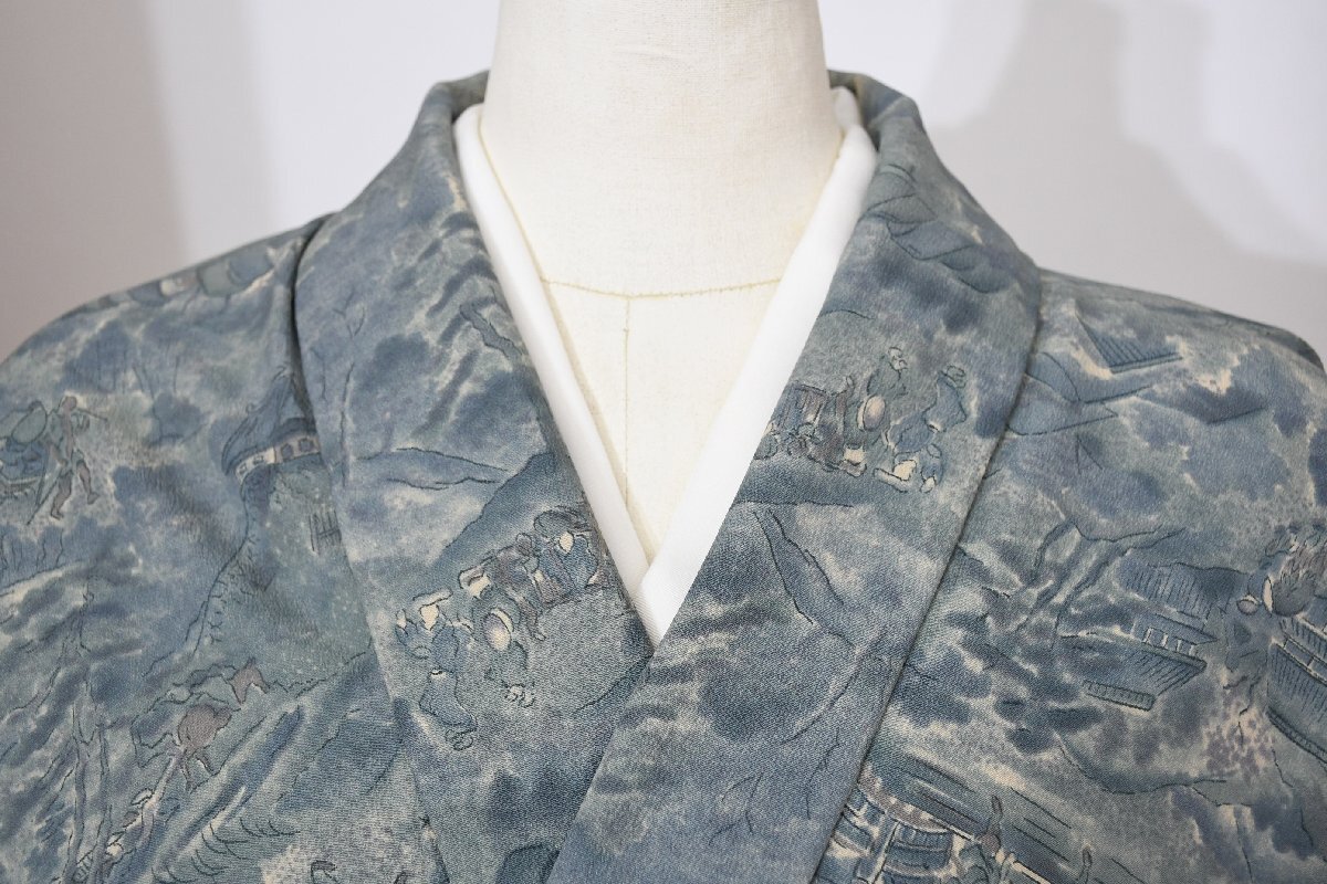 小紋 着物 袷 行列 風景 身丈156cm 裄丈64cm ★ kb-6423 桜庭呉服店拍卖