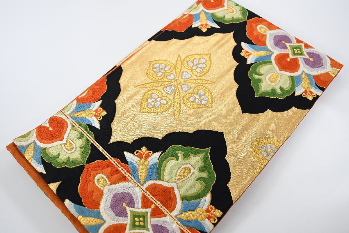 袋名古屋帯 六通柄 金糸 菱文 帯丈414cm ★着物屋 ne-13369 桜庭呉服店拍卖