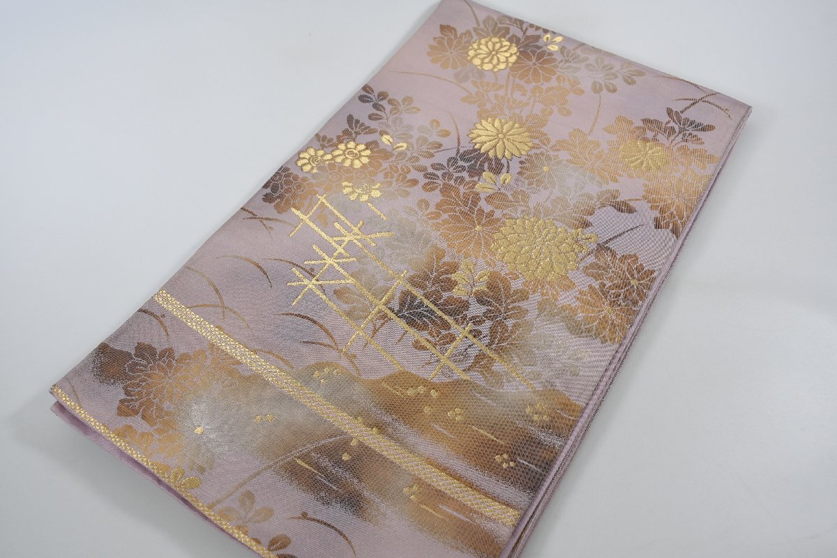 袋帯 六通柄 菊 花 帯丈421cm ★着物屋 ne-13384 桜庭呉服店拍卖