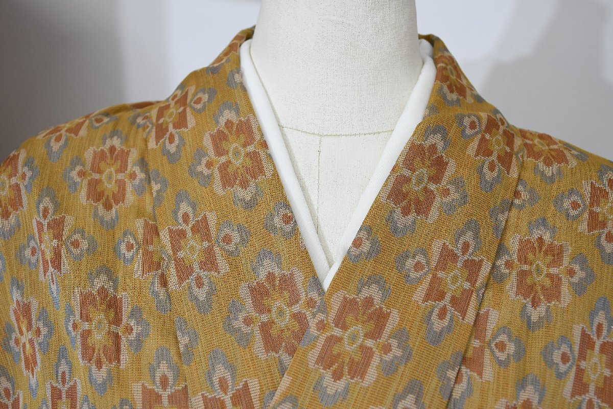 小紋 着物 単衣 花 華 西陣名門 織悦 身丈151.5cm 裄丈64cm ★ kb-6184 桜庭呉服店拍卖