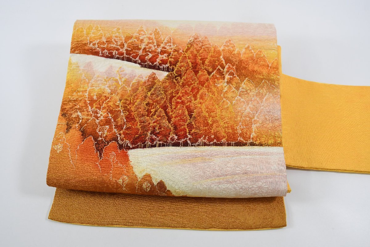 名古屋帯 森林 自然文様 帯丈360cm ★着物屋 ne-13593 桜庭呉服店拍卖