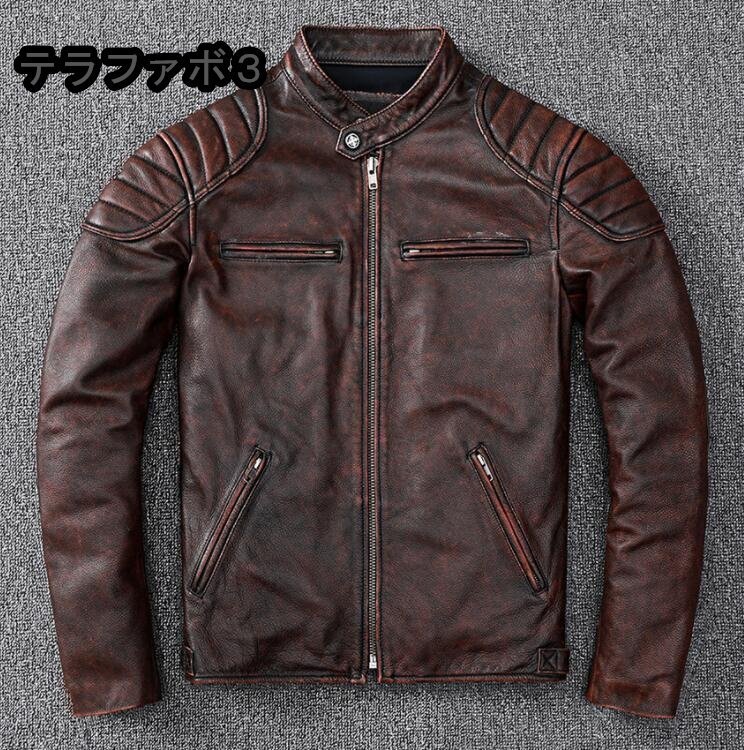 レザージャケット 上品 本革 アメカジ ライダースジャケット メンズファッション 牛革 革ジャン S~5XL拍卖