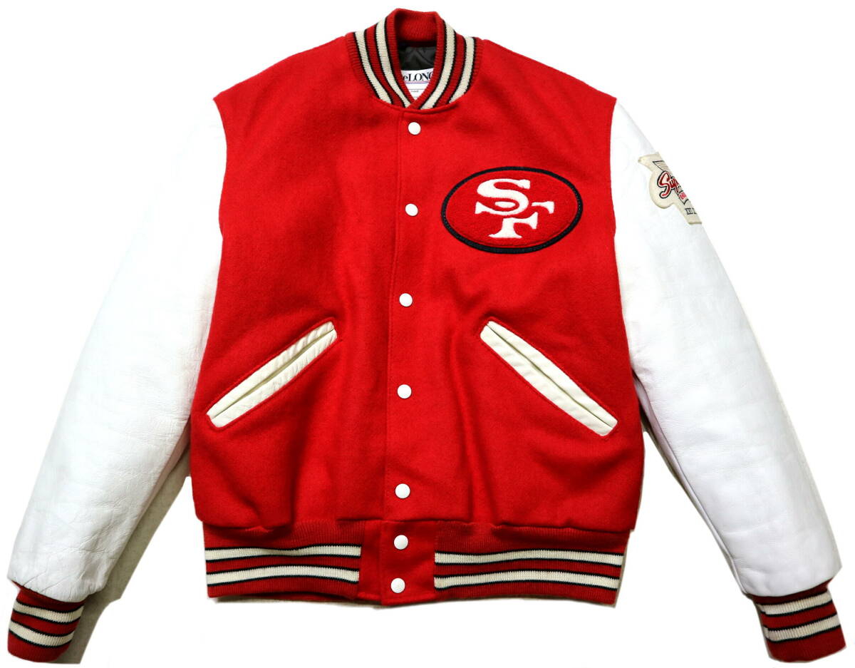 かなり良好!◆USA製 DeLONG サンフランシスコ・49ers 袖革スタジャン◆38(Mサイズ相当:身長172-175センチ位)拍卖