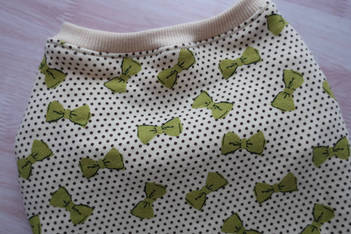 【M】トレーナー リボン 小型犬 犬服 ドッグウエア ハンドメイド グリーンりぼん拍卖