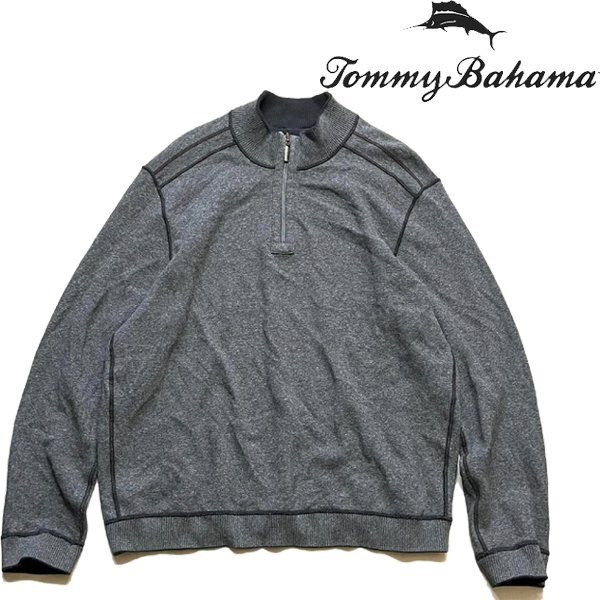 1点物◆ハーフジップTOMMYトミーバハマ黒リバーシブルセーター古着メンズXLレディースOKアメカジ90sストリート/スポーツUSニット中古373813拍卖