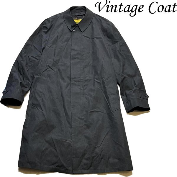 1点物◆ビンテージ70s黒チェック柄ステンカラーコート古着メンズレディースOKアメカジ90sストリート/スポーツ中古バルマカーンコート373923拍卖