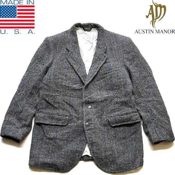 1点物◆USA製90sビンテージMANORウールツイードジャケット古着メンズSMレディースOKアメカジ90sストリート/アメリカ製ブレザースーツ373948拍卖