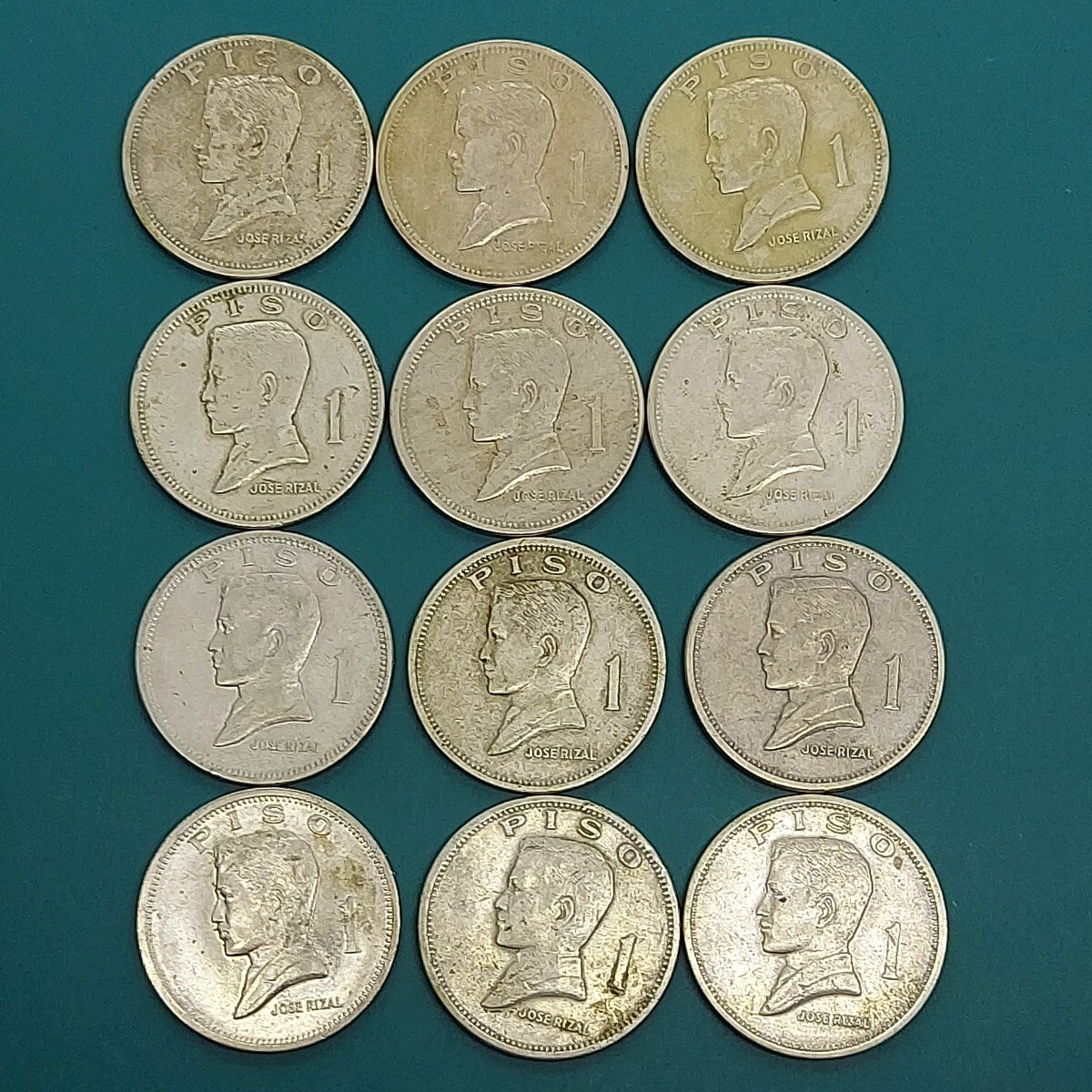 1ペソ硬貨 1972年 JOSE RIZAL フィリピン おまとめ12枚 海外コイン コレクション品拍卖