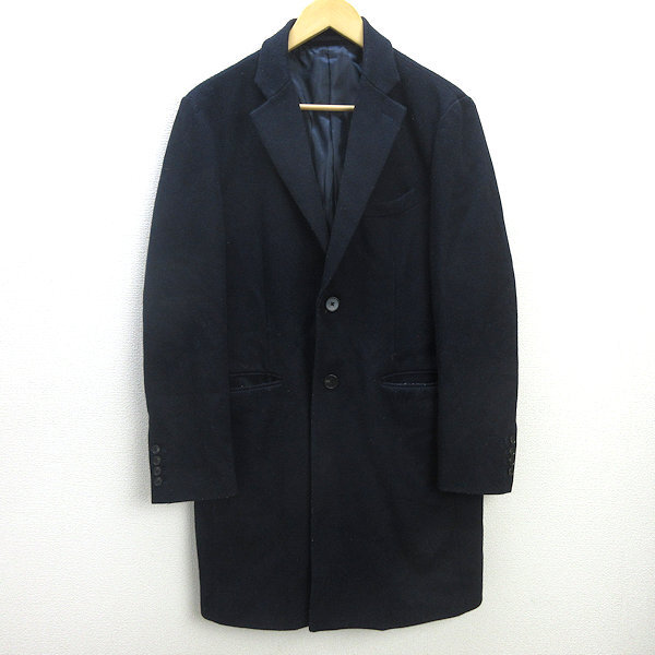 D■エディフィス/417 EDIFICE ウール混 チェスターコート【L】紺/MENS/40【中古】拍卖