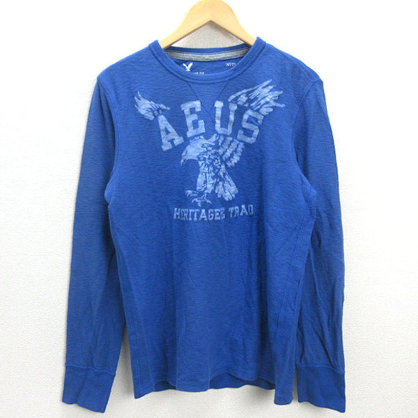 G■アメリカンイーグル/AMERICAN EAGLE ロンT/カットソー【M】青/men's/83【中古】■拍卖