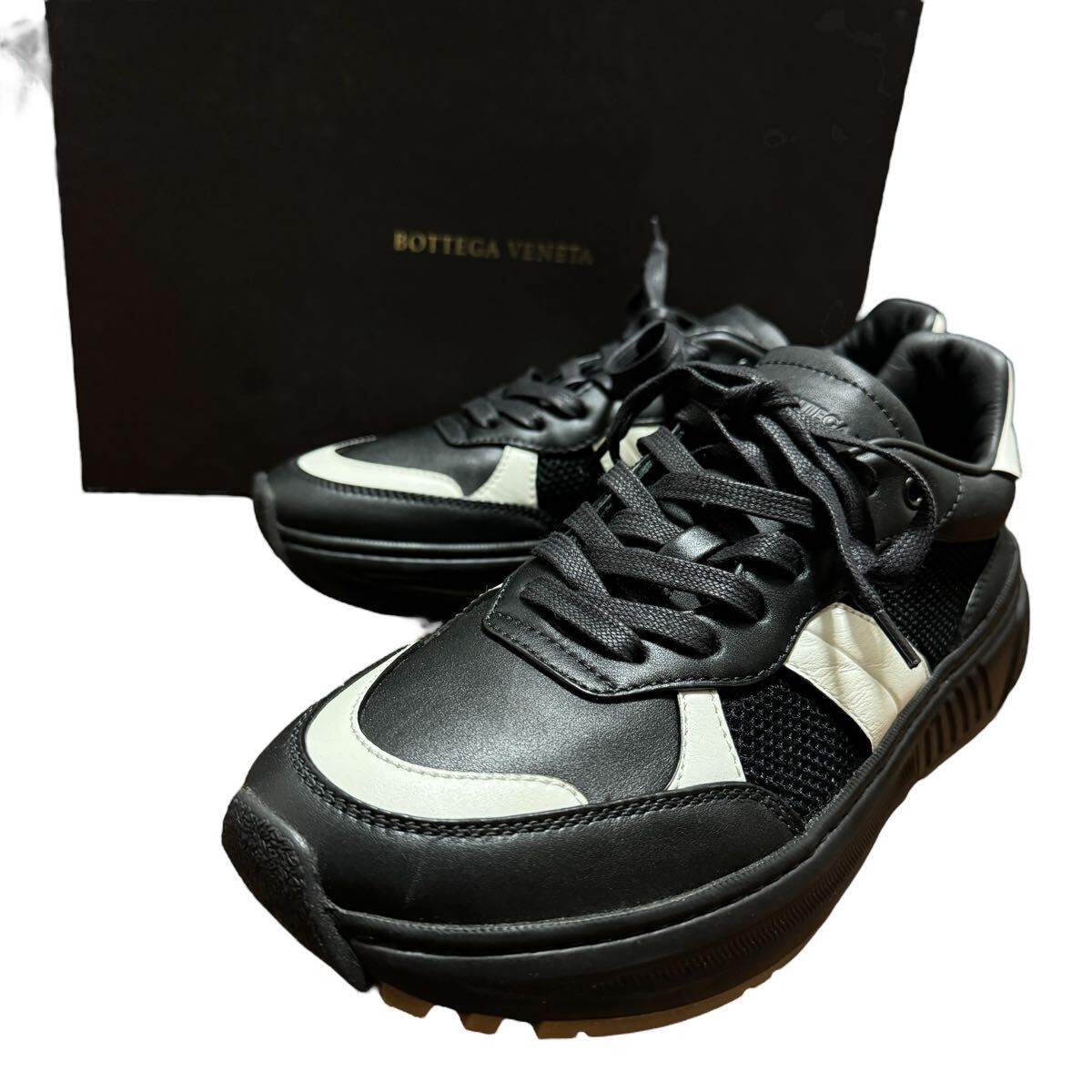 BOTTEGA VENETA ボッテガヴェネタ LACEUP SPEEDSTER TRAINERS ブラック メンズ 42 27cm相当 箱 保存袋 替え紐付き拍卖