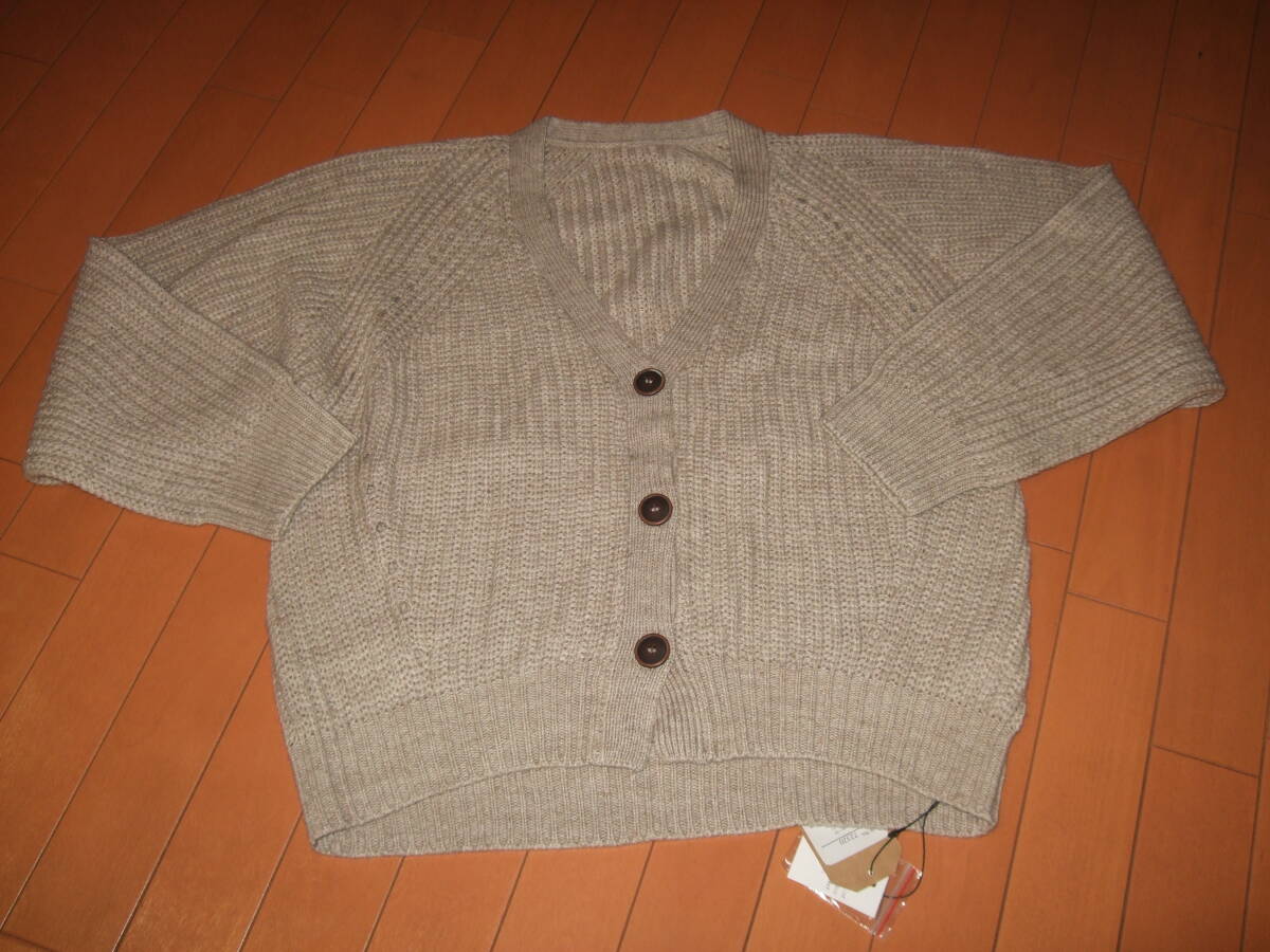 新品タグ付送料込即決☆SWEET ROUGE ザックリ編カーディガン☆L ベージュ拍卖