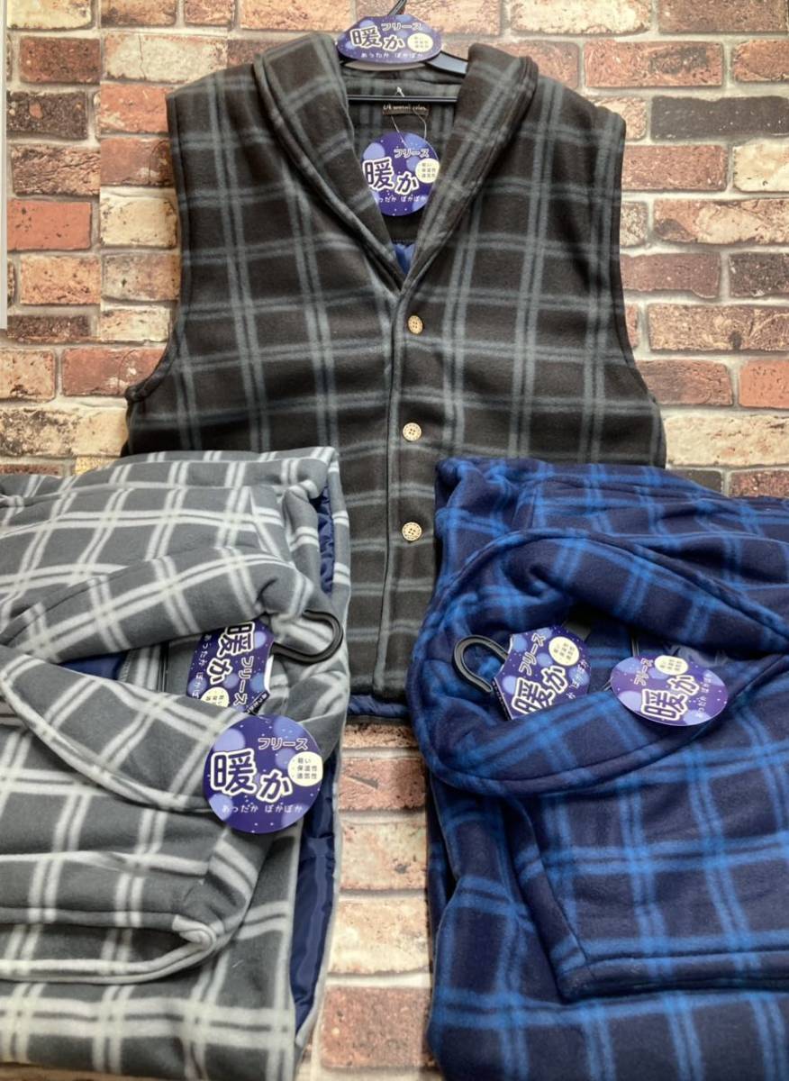 送料無料!節電対策!ふんわりしっかり暖か! メンズヘチマ衿 中綿入り フリースポンチョ チェック柄(3色から)1枚 拍卖