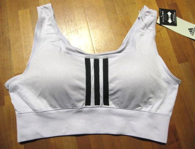 *送料無料*新品*M*adidas*ハーフトップ*ブラ*パープルホワイト*ストレッチ素材*立体成型*アディダス*グンゼ*拍卖