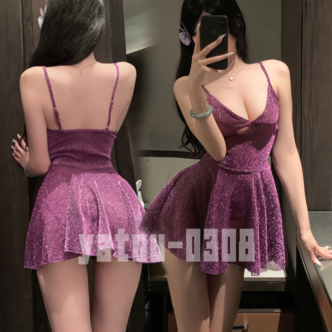 H969B コスプレウェア キラキラ ラメ シースルー ベビードール キャミソール セクシーランジェリー ナイトウェア拍卖