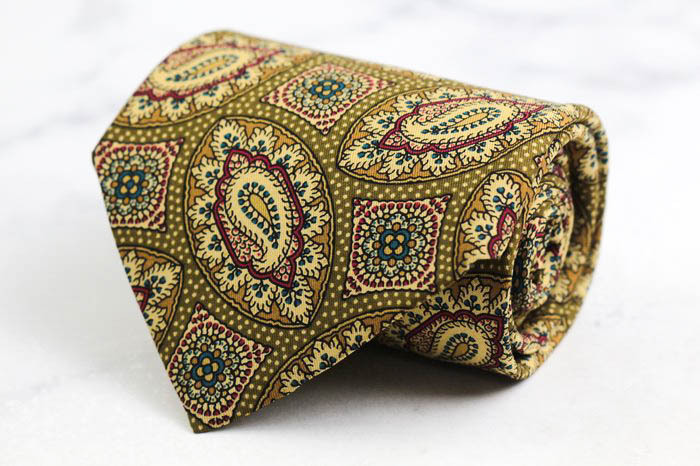 ジョルジオアルマーニ ブランド ネクタイ シルク ペイズリー柄 総柄 伊製生地 PO メンズ イエロー GIORGIO ARMANI拍卖