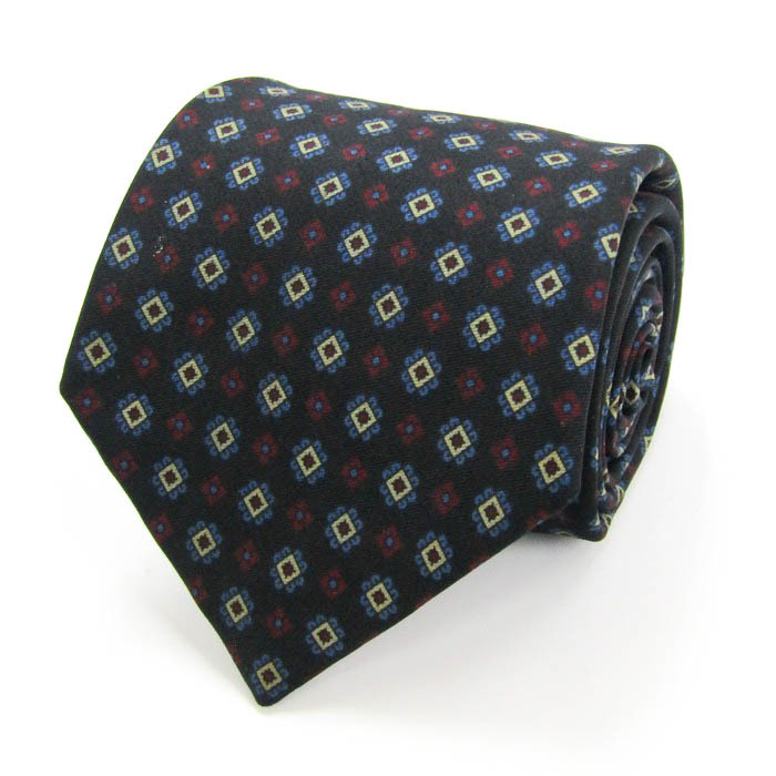 アクアスキュータム ブランド ネクタイ 小紋柄 シルク イングランド製 PO メンズ ブラック Aquascutum拍卖