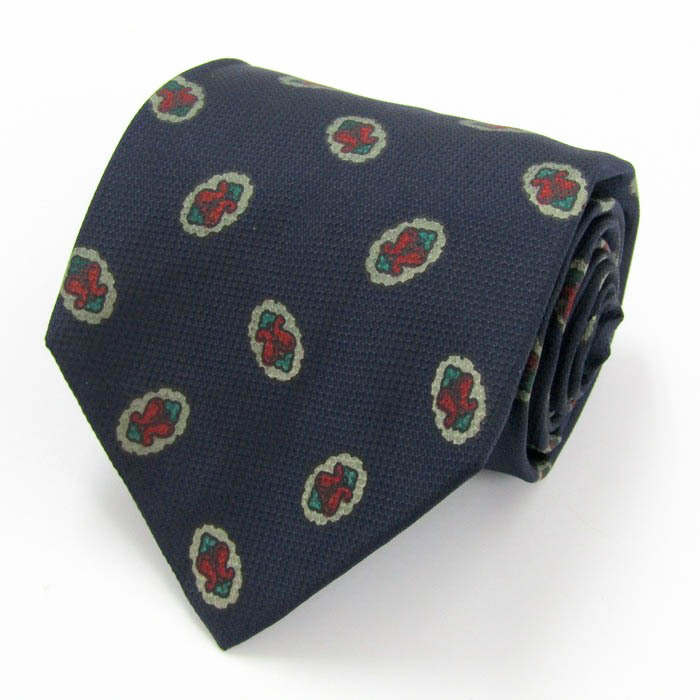 アクアスキュータム ブランド ネクタイ シルク 小紋柄 総柄 PO メンズ ネイビー Aquascutum拍卖
