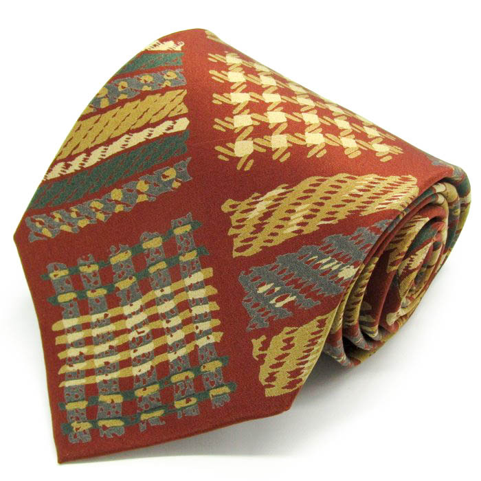 ユキコハナイ ブランド ネクタイ チェック柄 格子柄 シルク 日本製 PO メンズ ブラウン YUKIKO HANAI拍卖